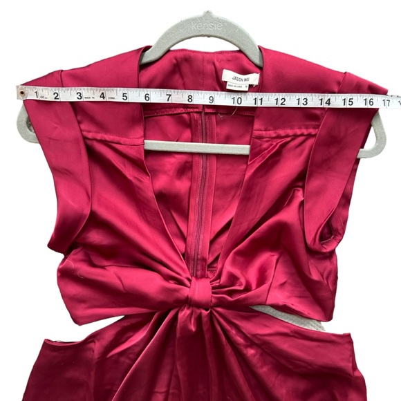Jason Wu Womens‎ Red Satin Cutout Front Knot Maxi Dress Size M New! - Picture 8 of 13